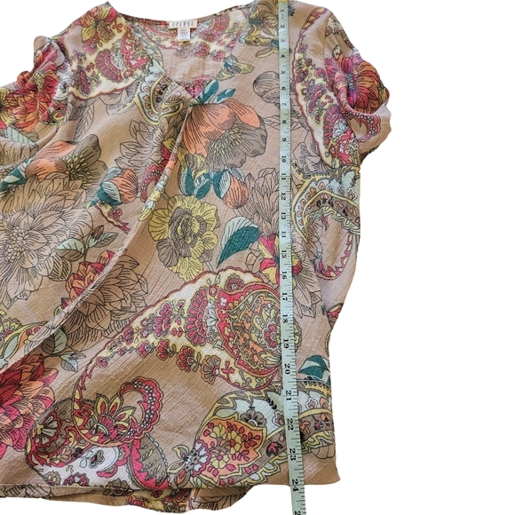 Spense Wrap Front Flutter Sleeve Paisley Blouse,Multi Floral/Paisley, Medium - Picture 10 of 11